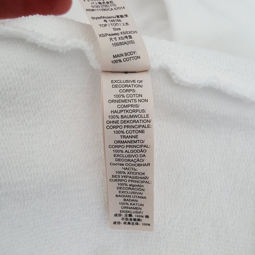 Tory Burch HEAVY FRENCH TERRY LOGO CREWNECK Sweater Sweatshirt White XS - Picture 13 of 16